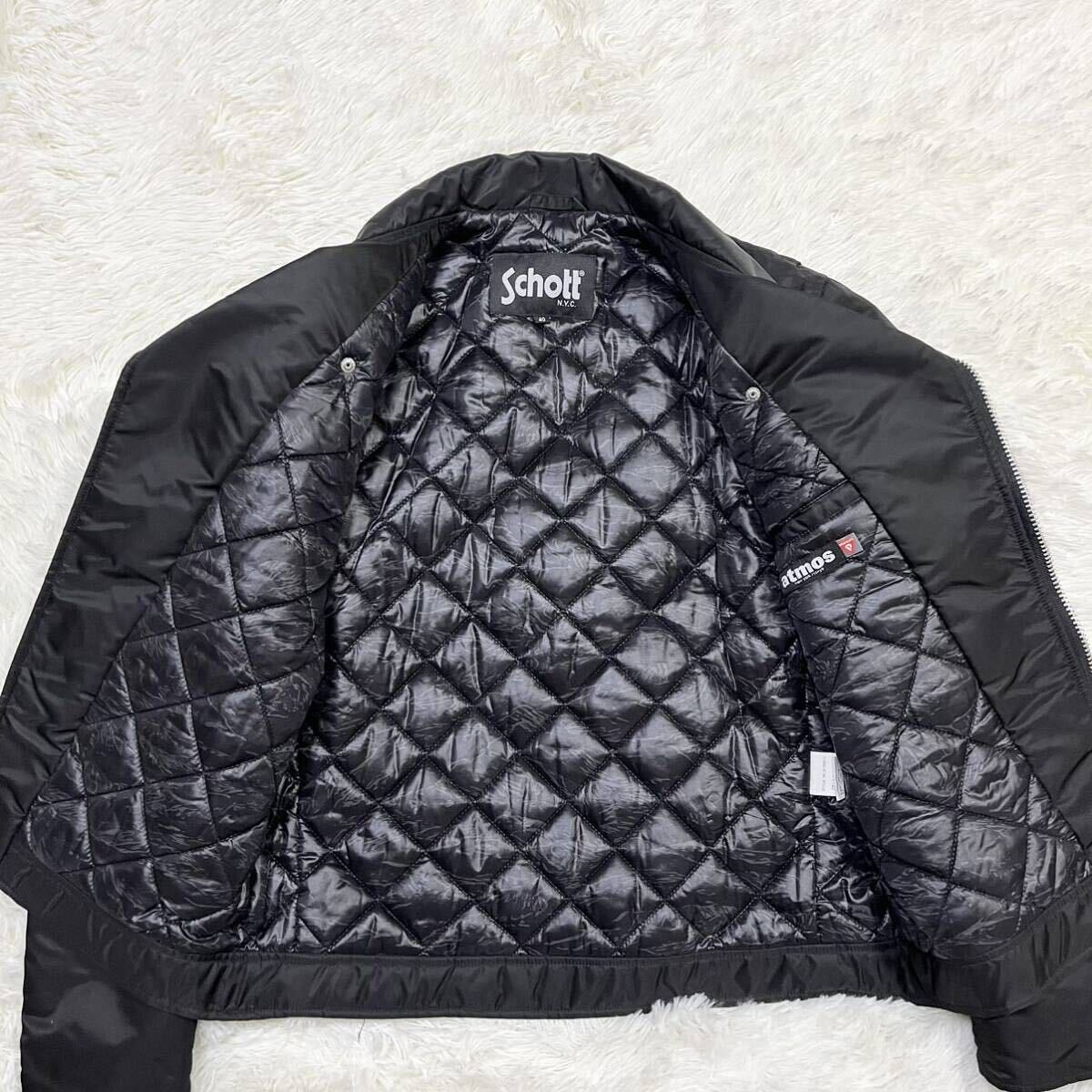  ultimate beautiful goods super rare lining camouflage Schott /Schott double rider's jacket blouson nylon quilting camouflage men's 40 L black black 