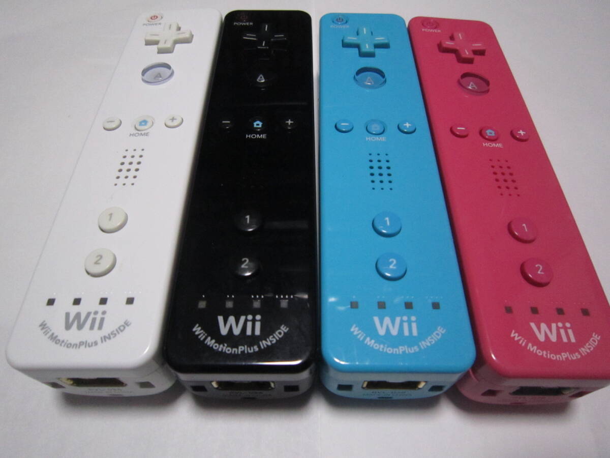 Wii リモコン モーションプラス 4個 白 黒 水色 ピンク ＋ ヌンチャク 2個 黒 ストラップ 動作確認済 同梱歓迎の画像2