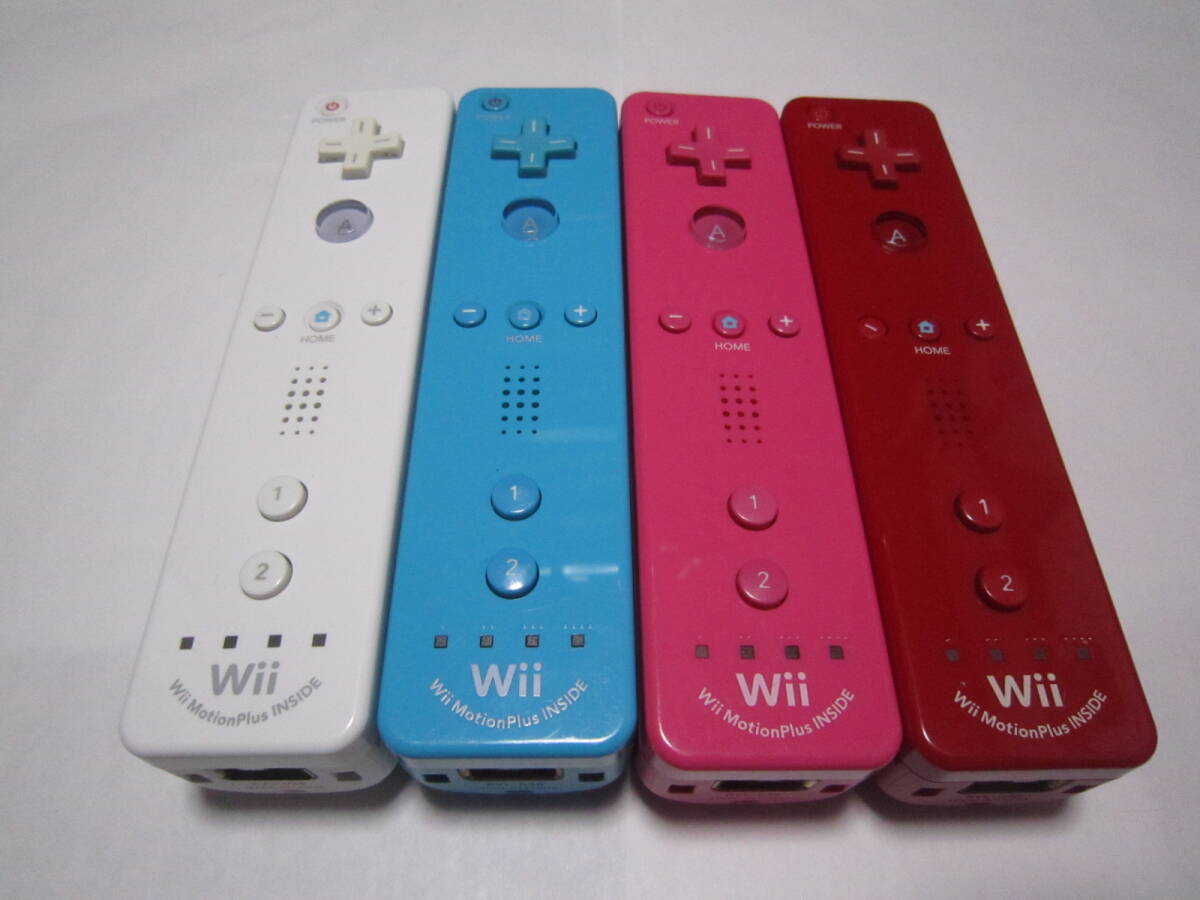 Wii リモコン モーションプラス 4個 白 水色 ピンク 赤 ＋ ヌンチャク 2個 黒 ストラップ 4個 動作確認済 同梱歓迎の画像2