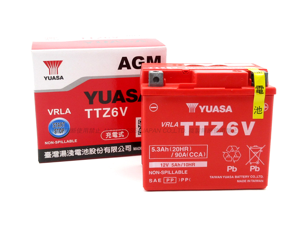 台湾ユアサバッテリー YUASA AGM TTZ6V 充電済み ◆ YTZ6V 互換 ダンク AF74 AF78 DUNK タクト AF75 AF79 DIO110 JF58_画像5