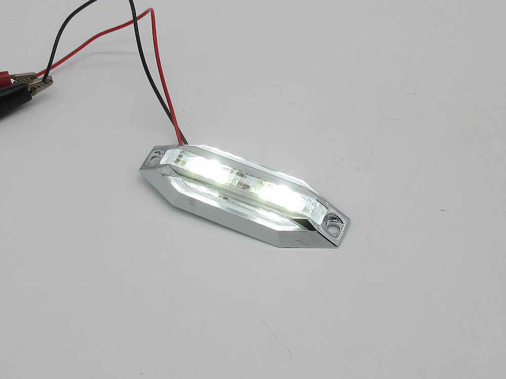 8LED マーカーランプ 12V 24V 兼用 白 ホワイト WHITE 008B 2個入 ◆ サイドマーカー 高輝度 カラーレンズ クロームメッキ トラック 汎用の画像7