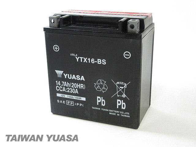 台湾ユアサバッテリー YUASA AGM YTX16-BS ◆ FTH16-BS 互換 ゼファー1100 ゼファー1100RS バルカン1500クラシック イントルーダーLCの画像3