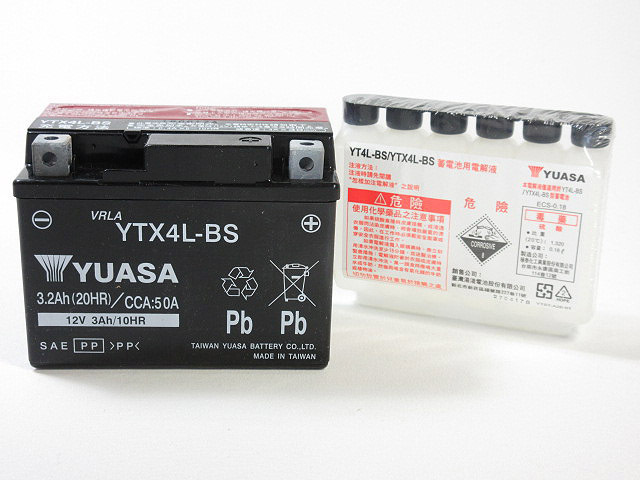 台湾ユアサバッテリー YUASA YTX4L-BS ◆ 互換 FT4L-BS ロードフォックス ジャイロX ジャイロUP GS50 RG50ガンマ ウルフ50 モレ ハイの画像4