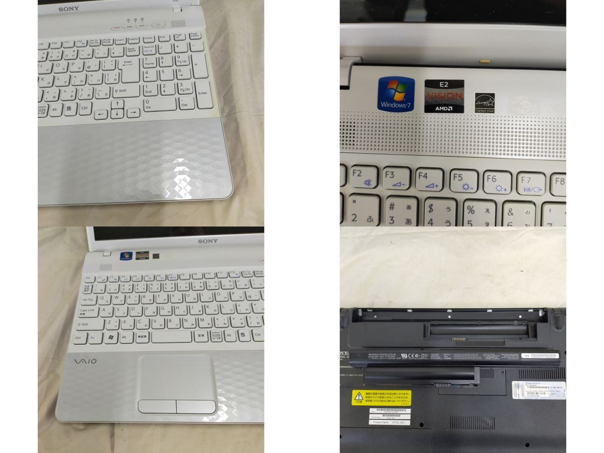 FG825【動作可能】 VAIO Eシリーズ VPCEL36FJ/W ホワイト Eシリーズ Windows7 + Microsoft Office Home and Business 2010未使用 +説明書の画像9