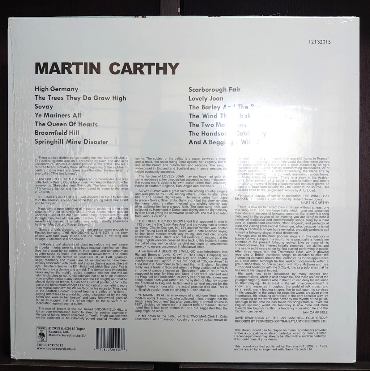 Martin Carthy マーティン・カーシー 1st RSD2015 180g重量盤 限定500枚 シュリンク・ステッカー Dave Swarbrick UK trad folkの画像2
