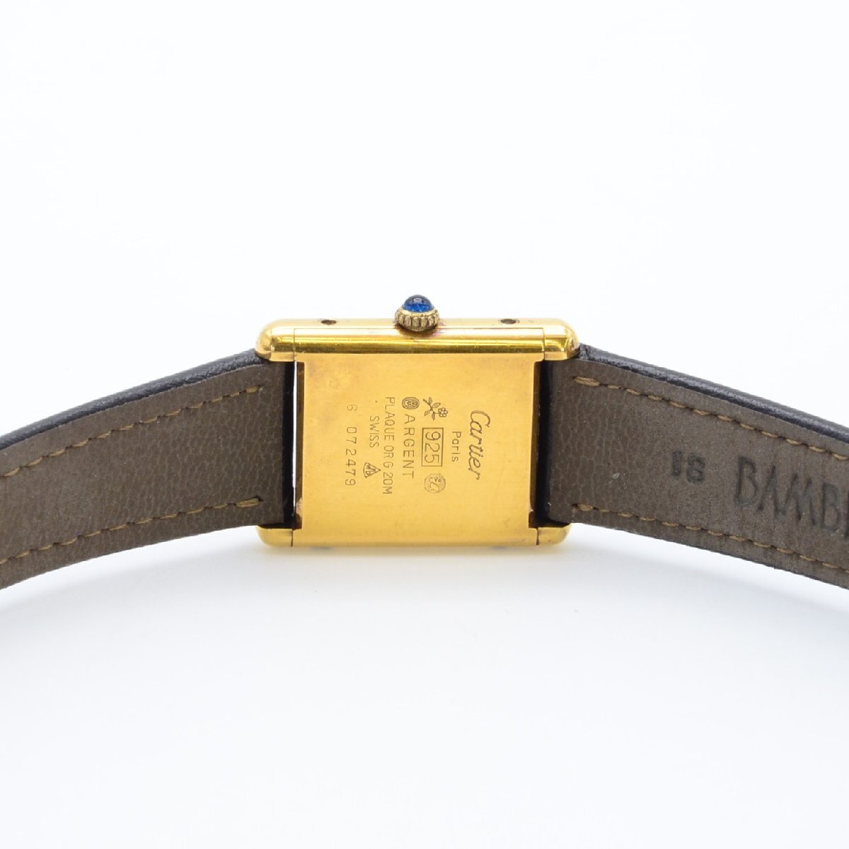 １円～稼働品 CARTIER カルティエ マストタンク 手巻き 白文字盤 925/革 レディース腕時計の画像6