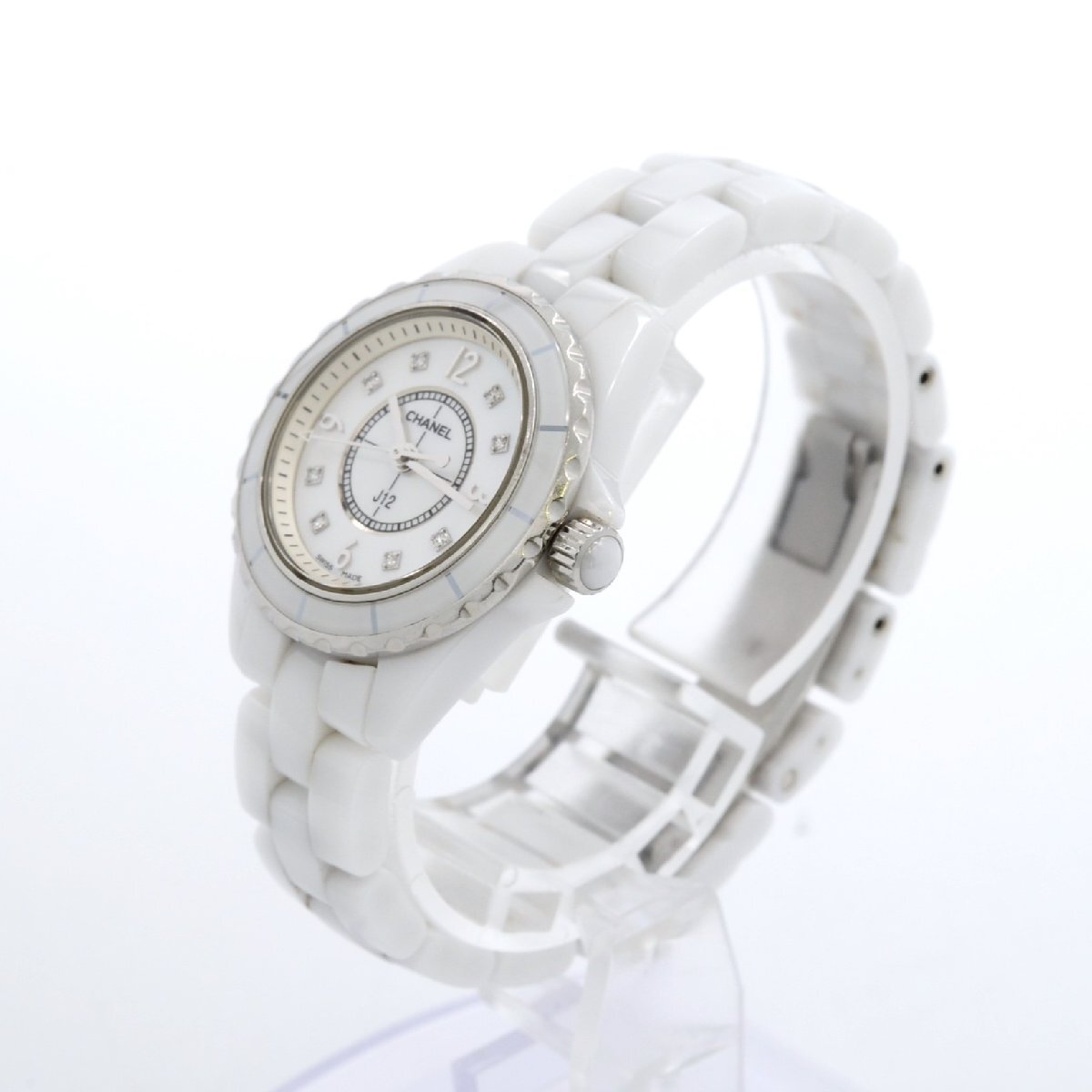 CHANEL Chanel J12 H2570 8P diamond 29 millimeter quartz shell face ceramic lady's wristwatch [ used ]