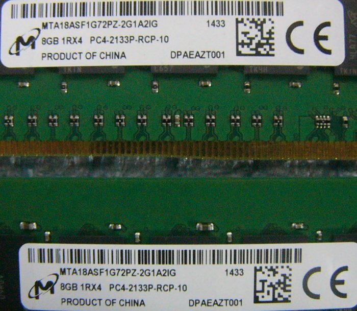 ea14 288pin DDR4 PC4-2133P-RCP 8GB Registered Micron 2枚 合計16GB_画像2
