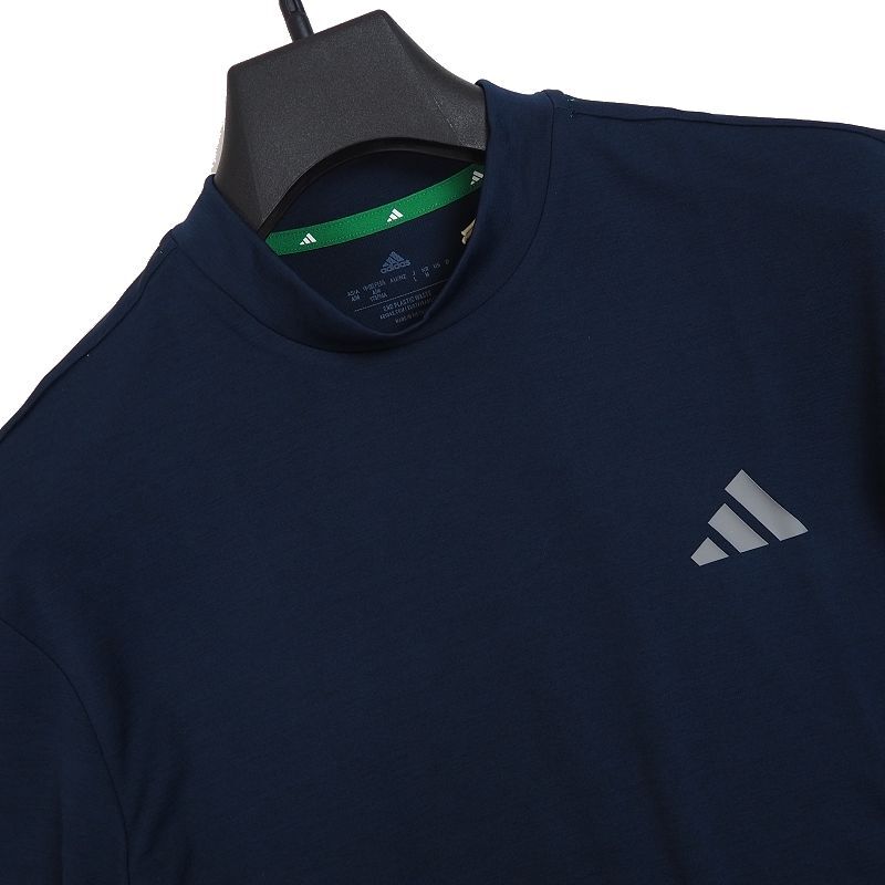 R356 新品 アディダスゴルフ モックネック シャツ 半袖 (サイズ:L) adidas GOLF ゴルフウェア ネイビー_画像3