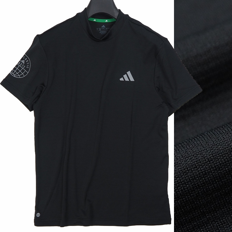 R356 新品 アディダスゴルフ モックネック シャツ 半袖 (サイズ:L) adidas GOLF ゴルフウェア ブラック_画像1