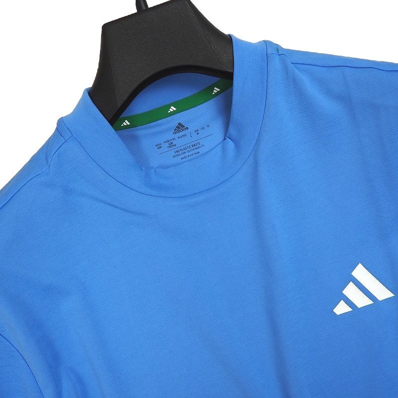 R356 新品 アディダスゴルフ モックネック シャツ 半袖 (サイズ:L) adidas GOLF ゴルフウェア サックスブルー_画像3