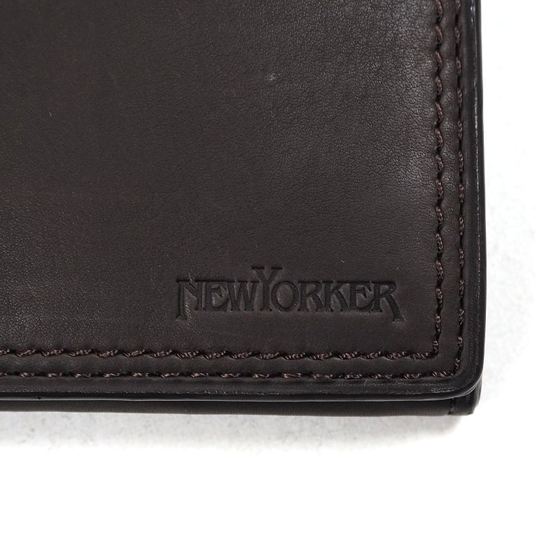 未使用 ニューヨーカー 牛革 マディソン レザー 二つ折り 長財布 NEW YORKER NYK096 コゲチャ