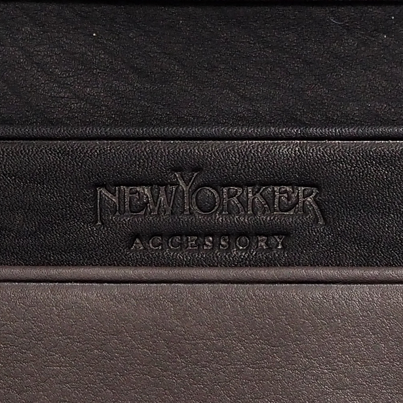 未使用 ニューヨーカー 牛革 マディソン レザー 二つ折り カードケース 名刺入れ NEW YORKER NYK098 コゲチャ/クロ_画像5