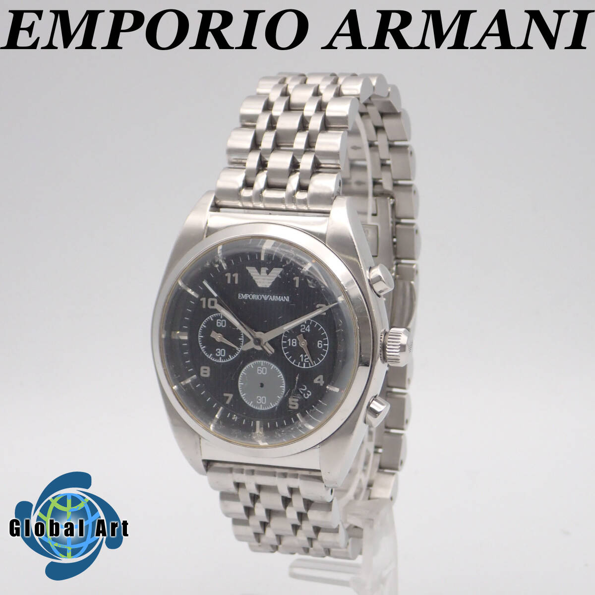え03310/EMPORIO ARMANI エンポリオアルマーニ/クオーツ/メンズ腕時計/クロノグラフ/AR-0373/クロノグラフ針欠品_画像1