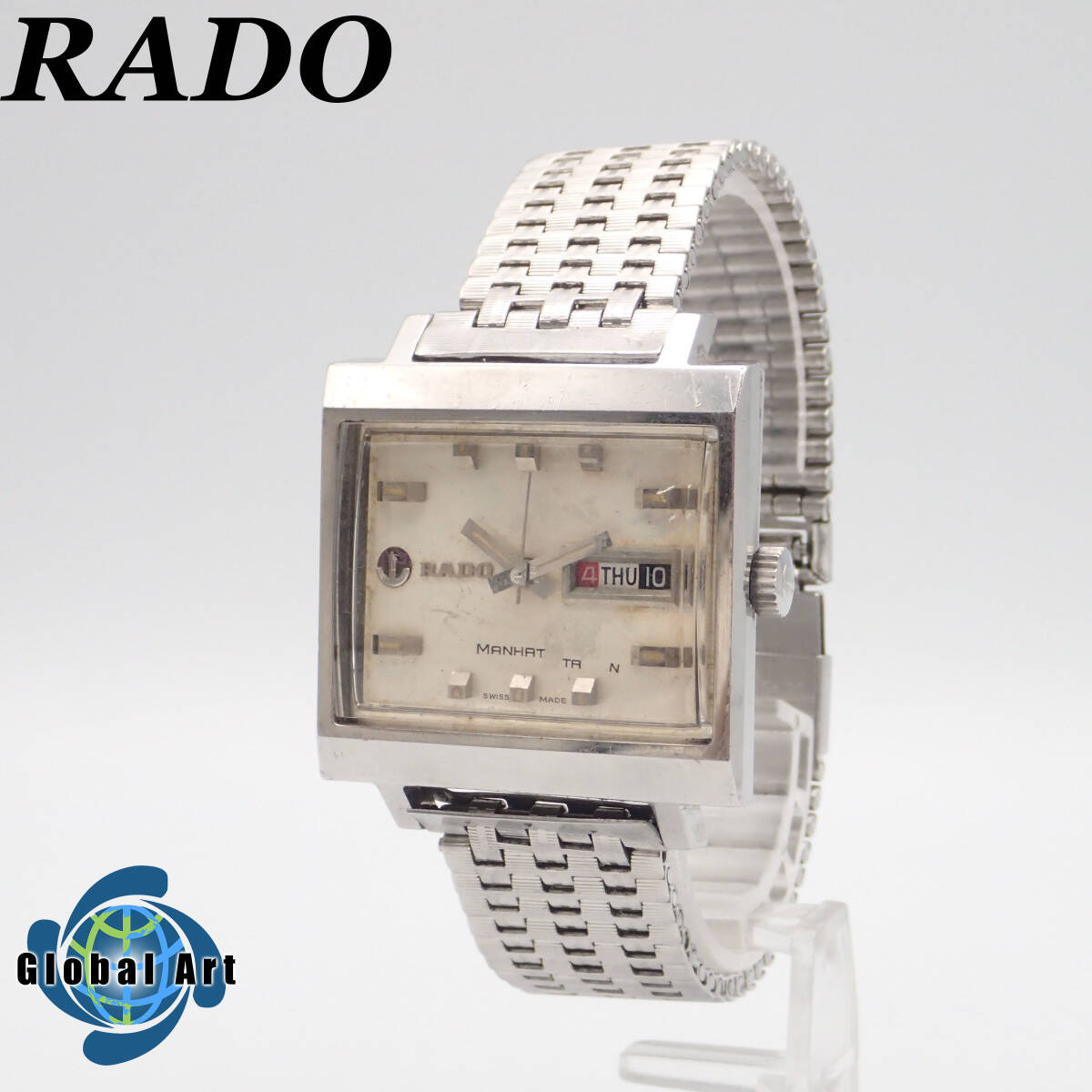 え03501/RADO ラドー/マンハッタン/自動巻/メンズ腕時計/文字盤 シルバーの画像1
