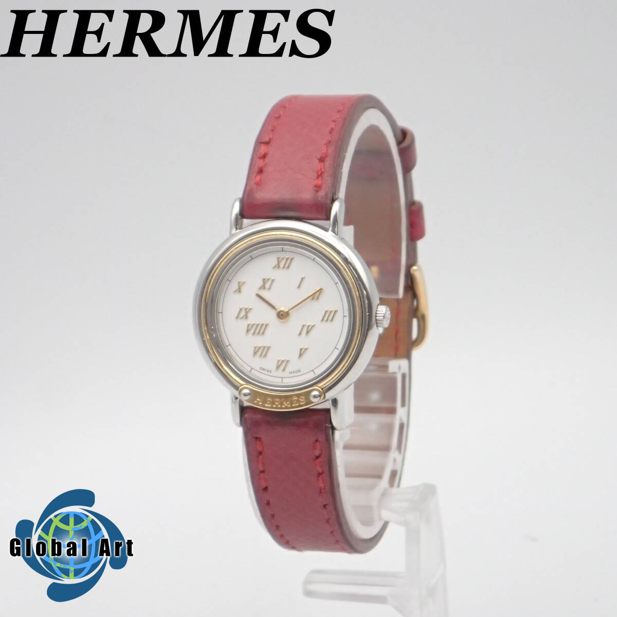 え03518/HERMES エルメス/メテオール/クオーツ/レディース腕時計/コンビ/ローマン/文字盤 ホワイトの画像1