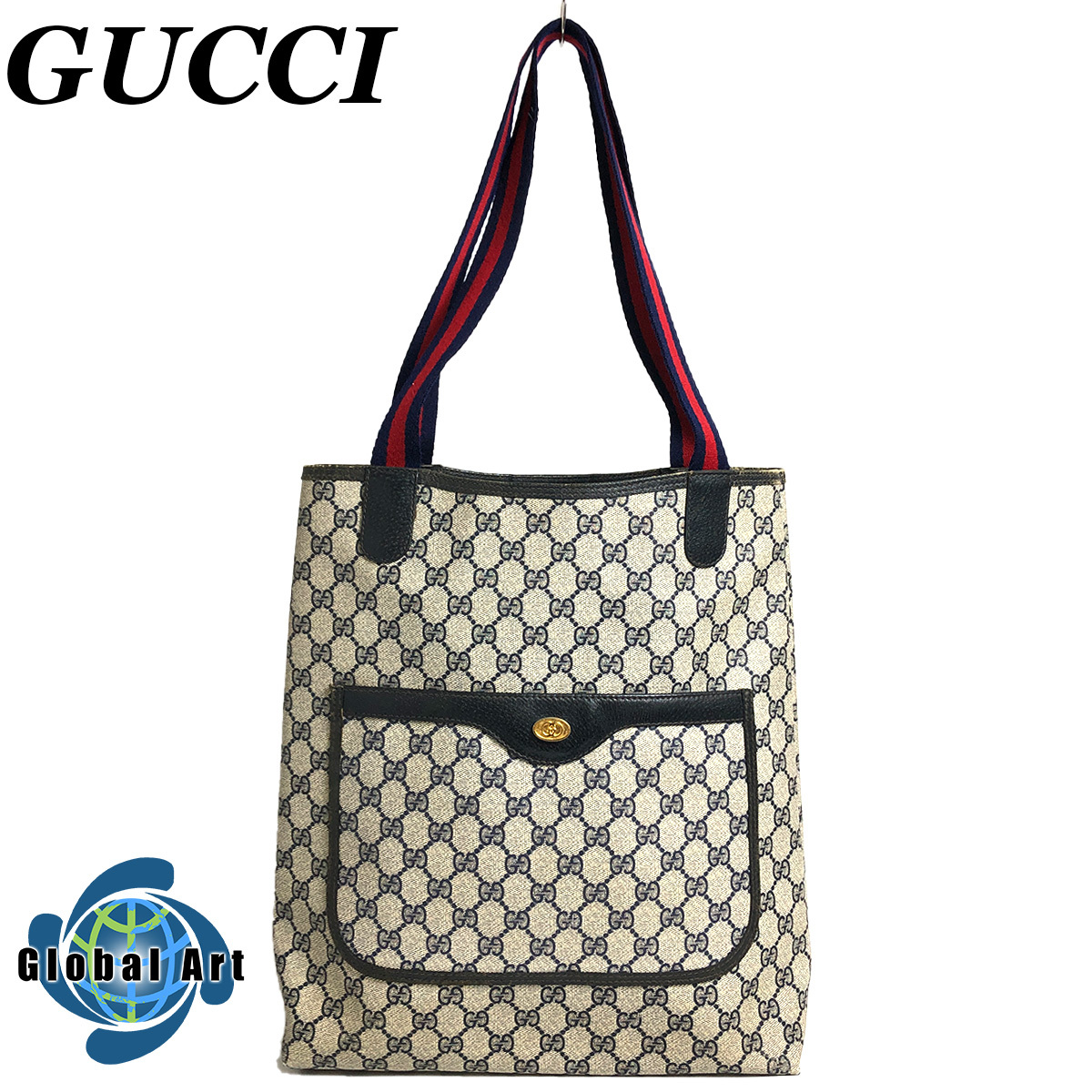 ●3D476/GUCCI グッチ/トートバッグ/肩掛け/GGスプリーム/シェリーライン/ロゴ金具/PVC/赤/黒/ブラック/レッド/オールド/ヴィンテージ_画像1