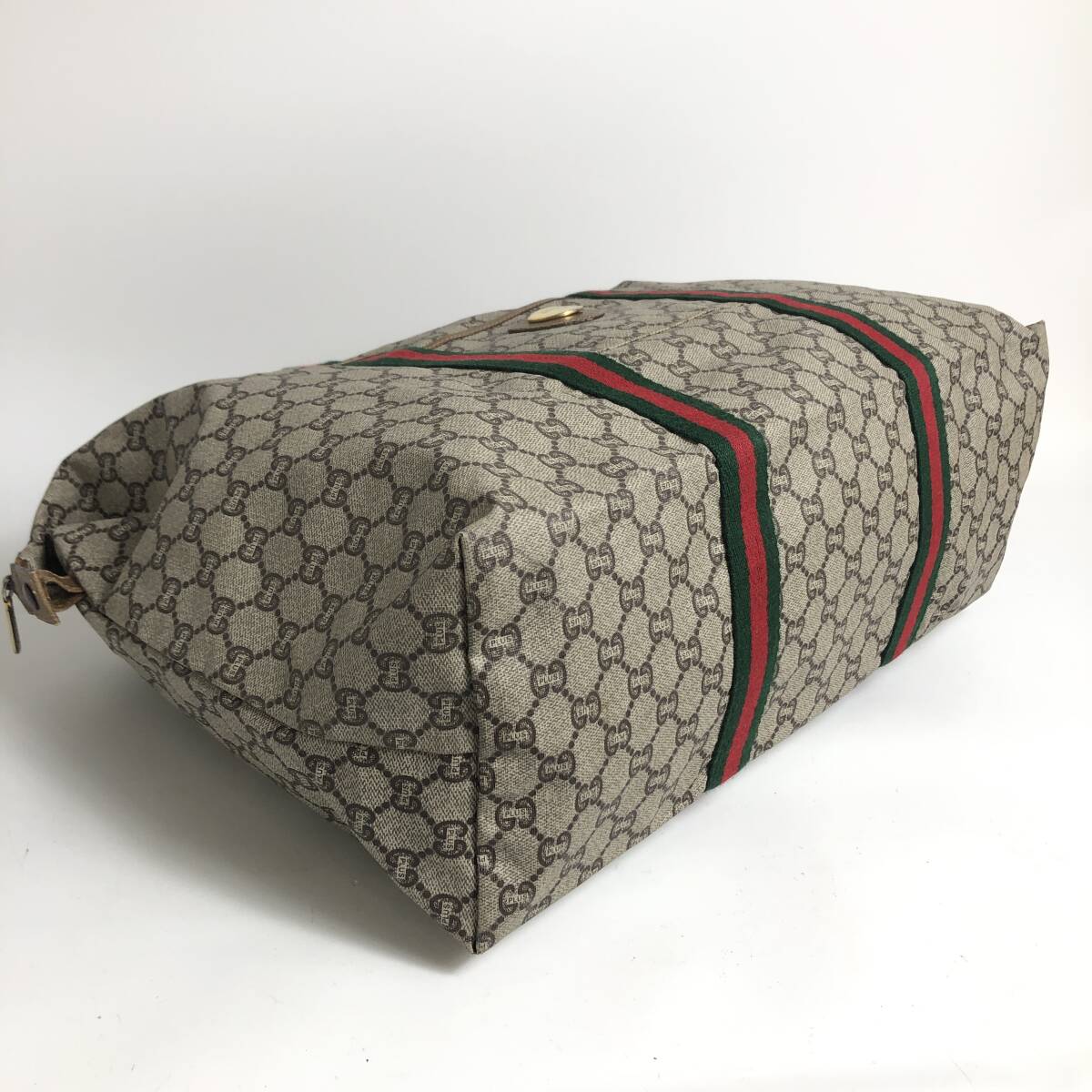 ●3D421/GUCCI グッチ/グッチプラス/ボストンバッグ/旅行バッグ/GGスプリーム/シェリーライン/ロゴ/ゴールド金具/ブラウン_画像3