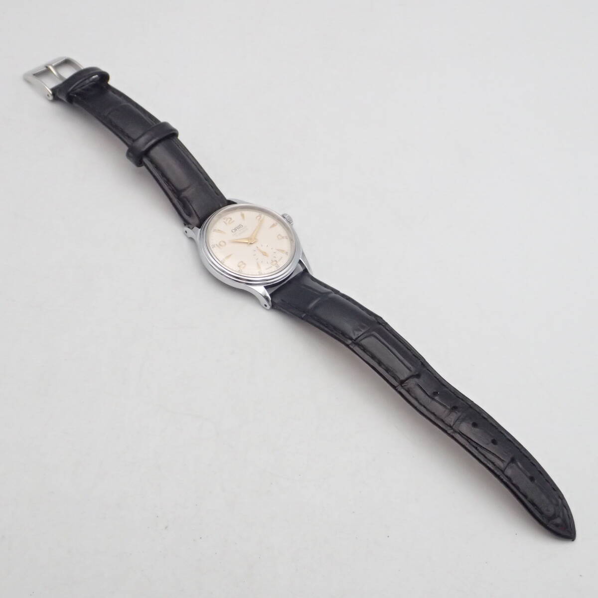 え04215【美品】ORIS オリス/手巻き/腕時計/17石/スモセコ/文字盤 シルバー/7312_画像9