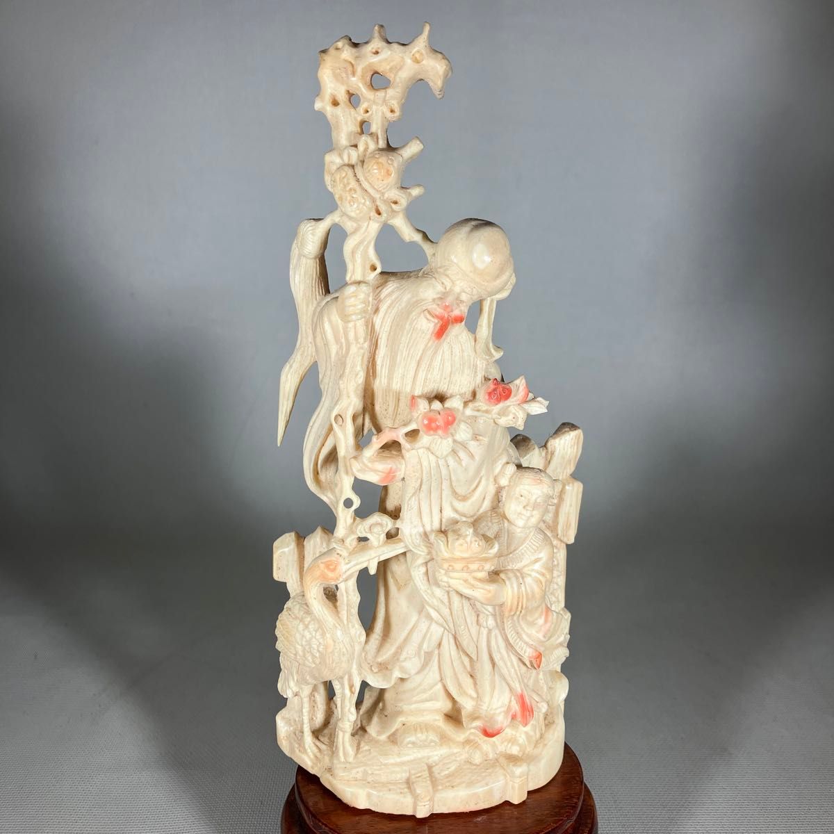 赤アイボリー　天然素材　特殊白材　嘴　合い箱 彫刻工芸品 置物 インテリア 彫刻