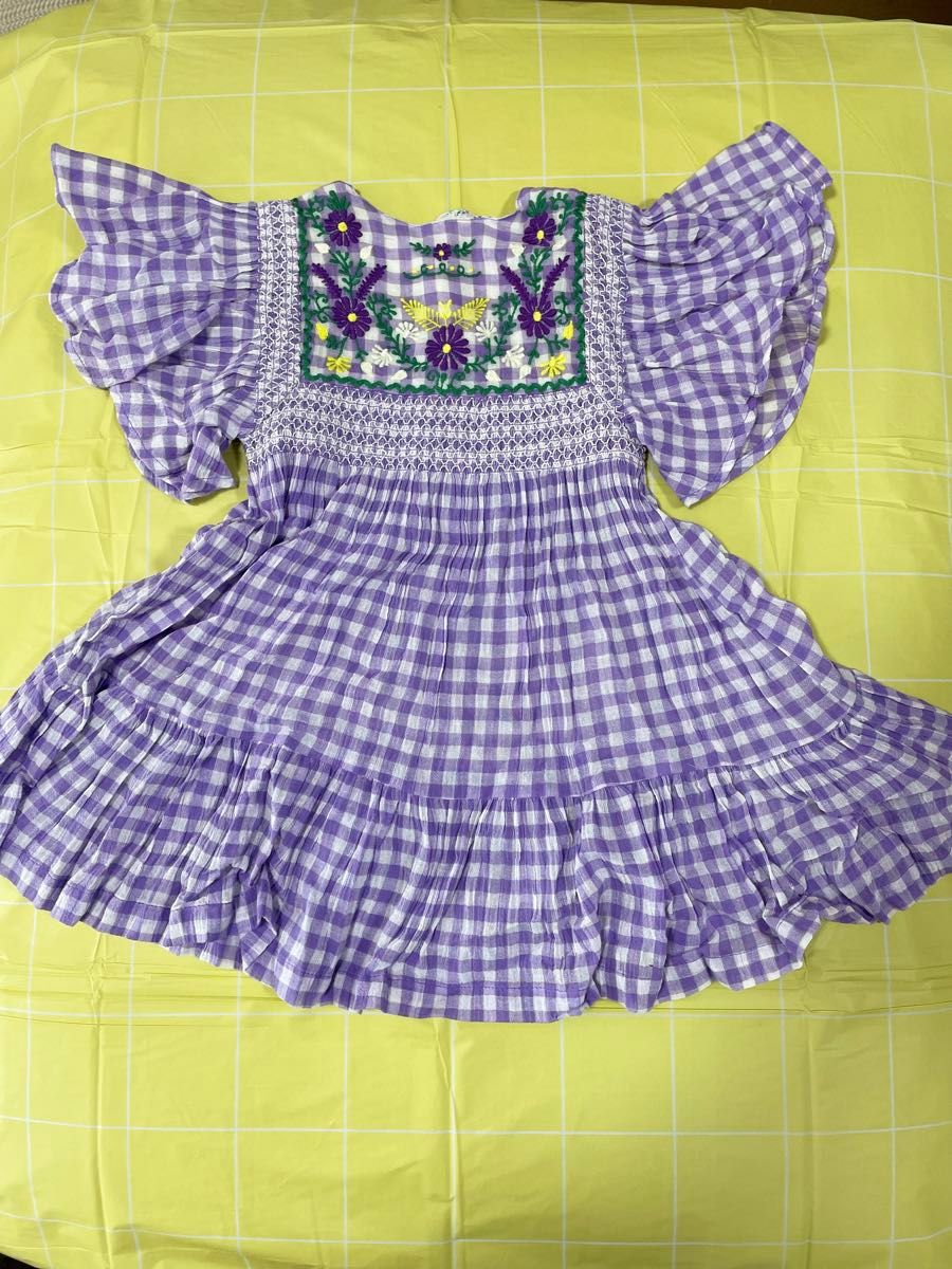 新品 Bonjour diary ワンピース 女の子 4y パープル 半袖 新品 Bonjour diary ワンピース 女の子 4y パープル 半袖