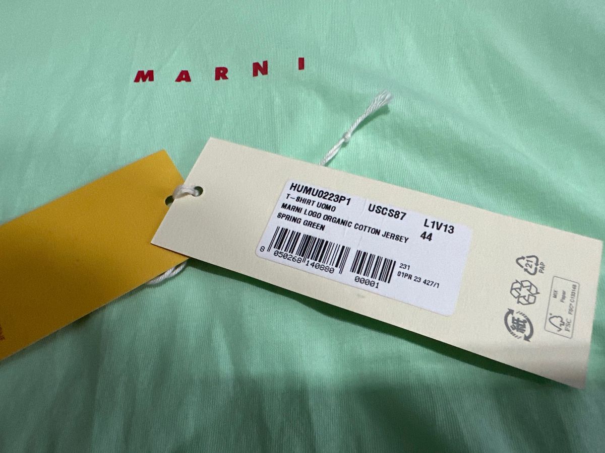 MARNI マルニ ロゴ入り オーガニックコットンTシャツ サイズ44 グリーン