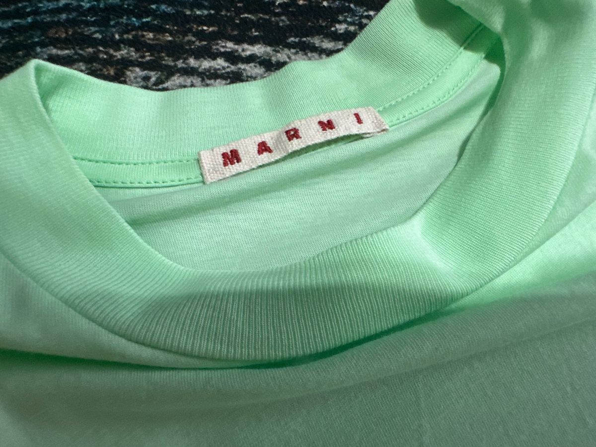 MARNI マルニ ロゴ入り オーガニックコットンTシャツ サイズ44 グリーン