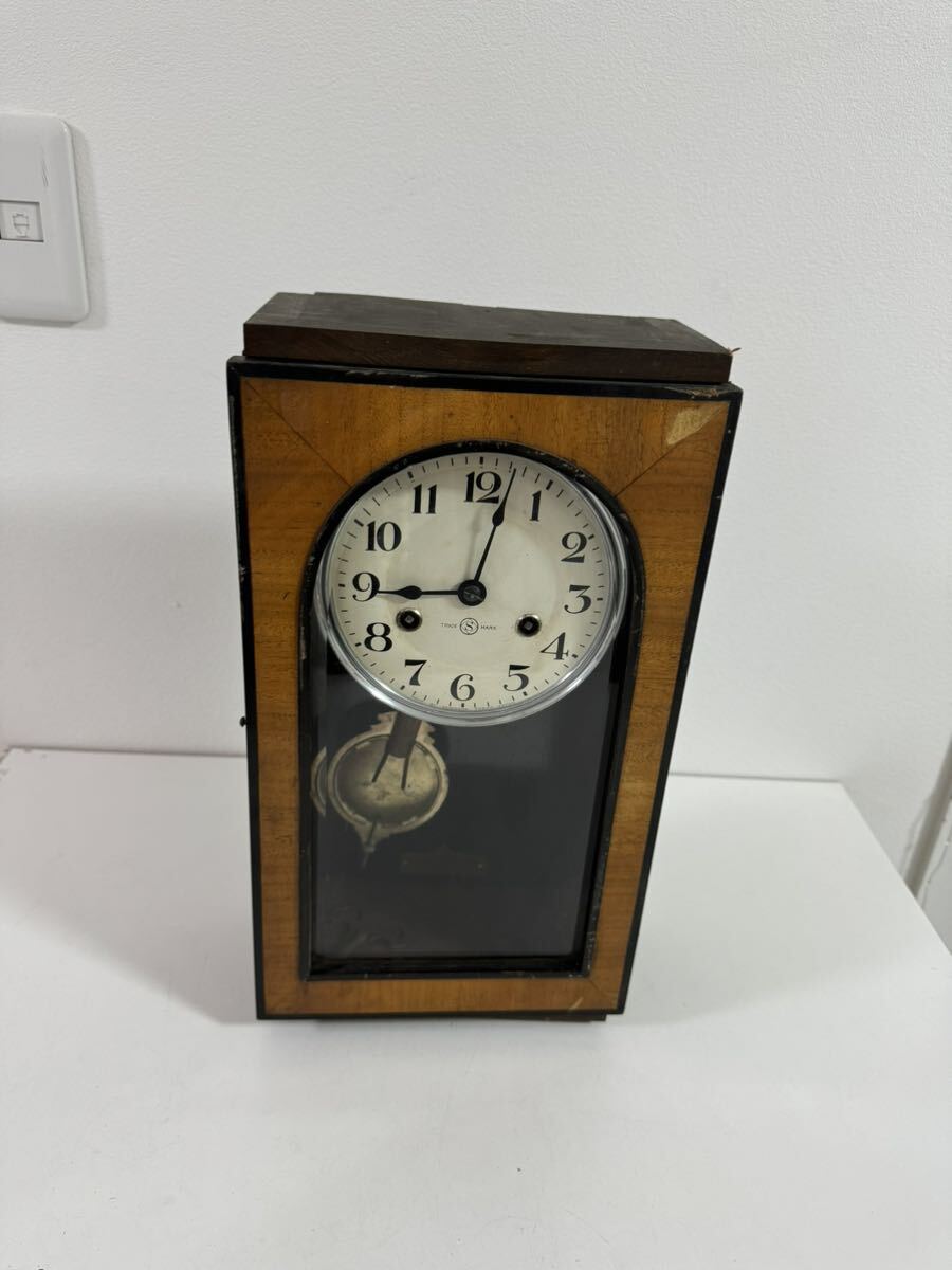 精工舎 ぜんまい式 掛け時計 振り子時計 SEIKOSHA ゼンマイ 手巻き レトロ アンティーク 木製の画像6