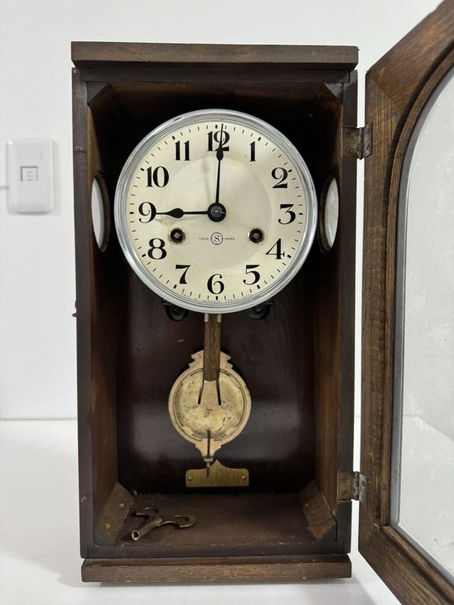 精工舎 ぜんまい式 掛け時計 振り子時計 SEIKOSHA ゼンマイ 手巻き レトロ アンティーク 木製の画像1