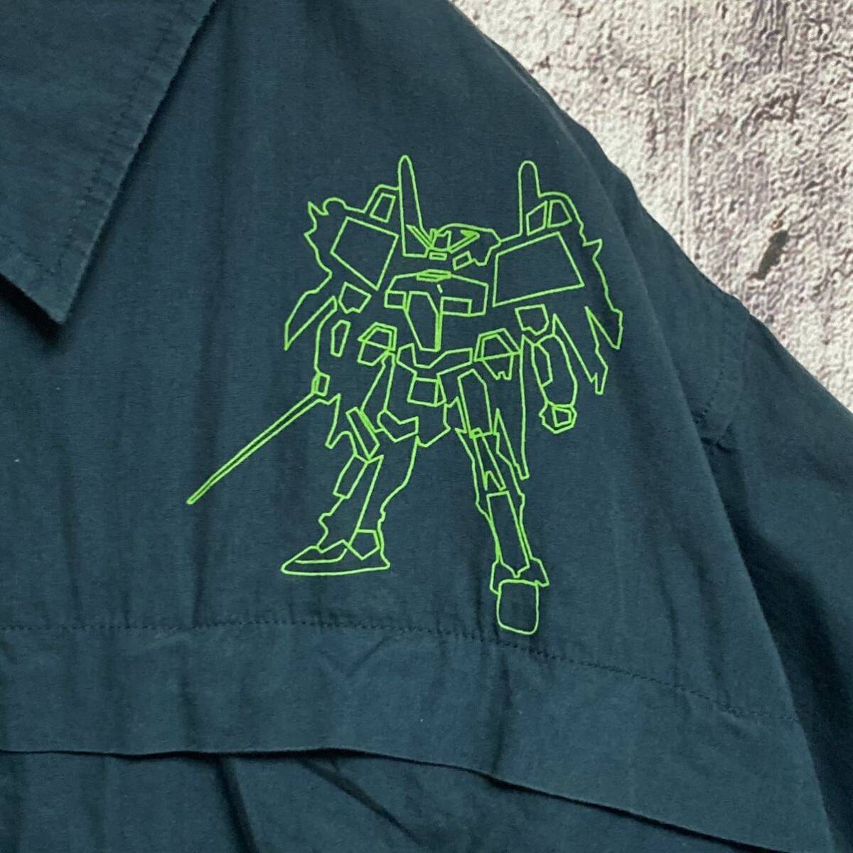 ★ JAPANESE MINOR LABEL ロボット プリント 比翼 半袖 シャツ サイズ約L ネイビー★ガンダム エヴァ アニメ supreme stussyストリート_画像5