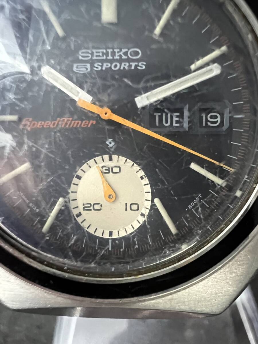 SEIKO 6139-8002 5sports speed-timer デイデイト クロノグラフ 自動巻き 腕時計 スピードタイマー 稼働 難アリ ジャンクの画像4