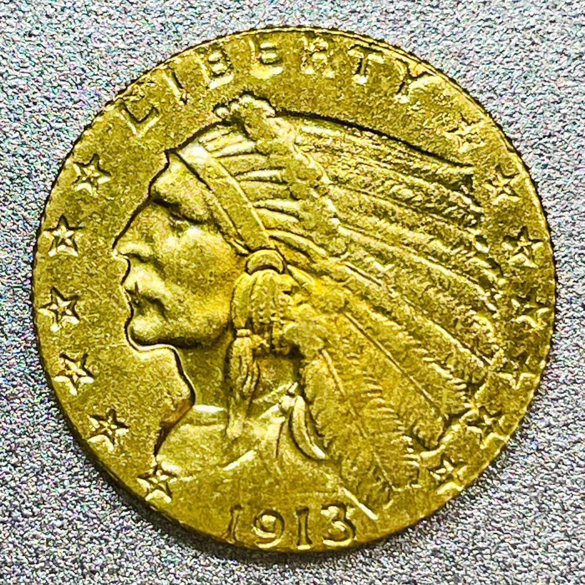 インディアンヘッド 2.5ドル金貨 1913年 レプリカコインの画像1