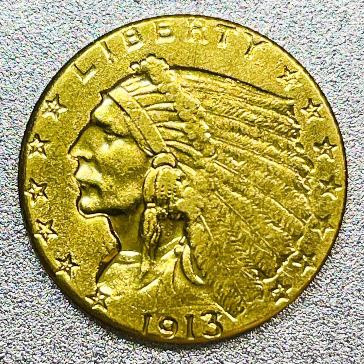 インディアンヘッド 2.5ドル金貨 1913年　レプリカコイン_画像1