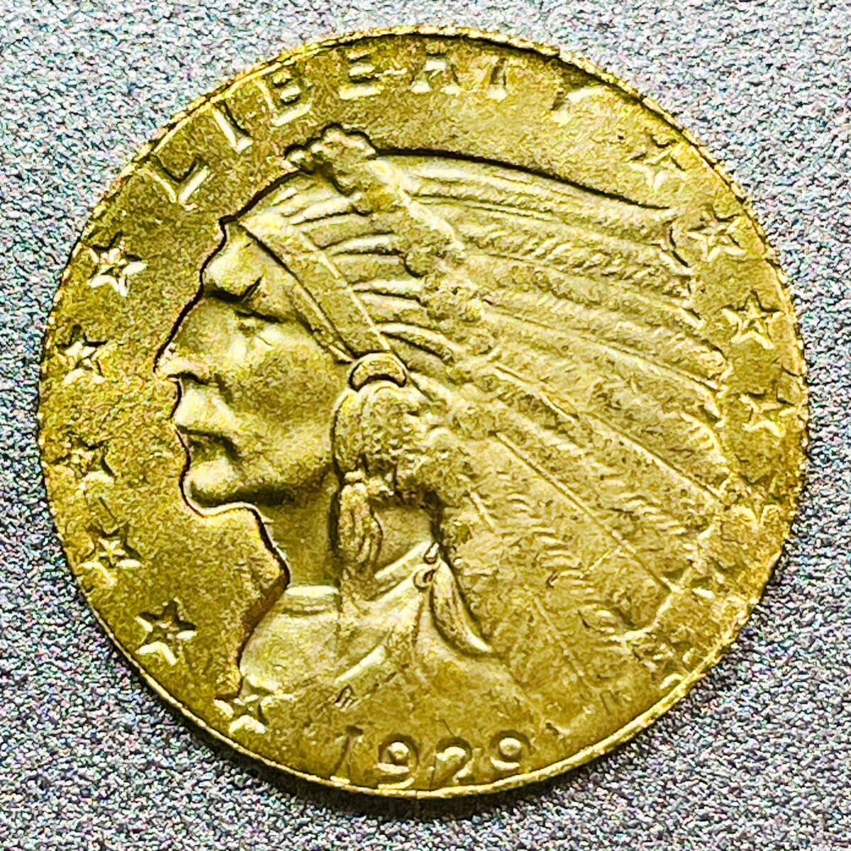 インディアンヘッド 2.5ドル金貨 1929年　レプリカコイン_画像1