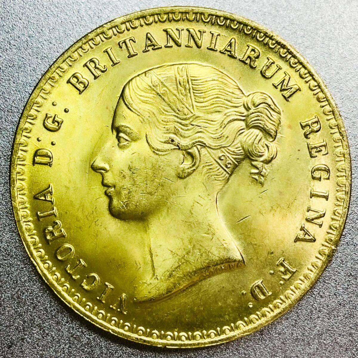 ウナとライオン ヴィクトリア女王 5ポンド金貨 1839年 レプリカコインの画像2
