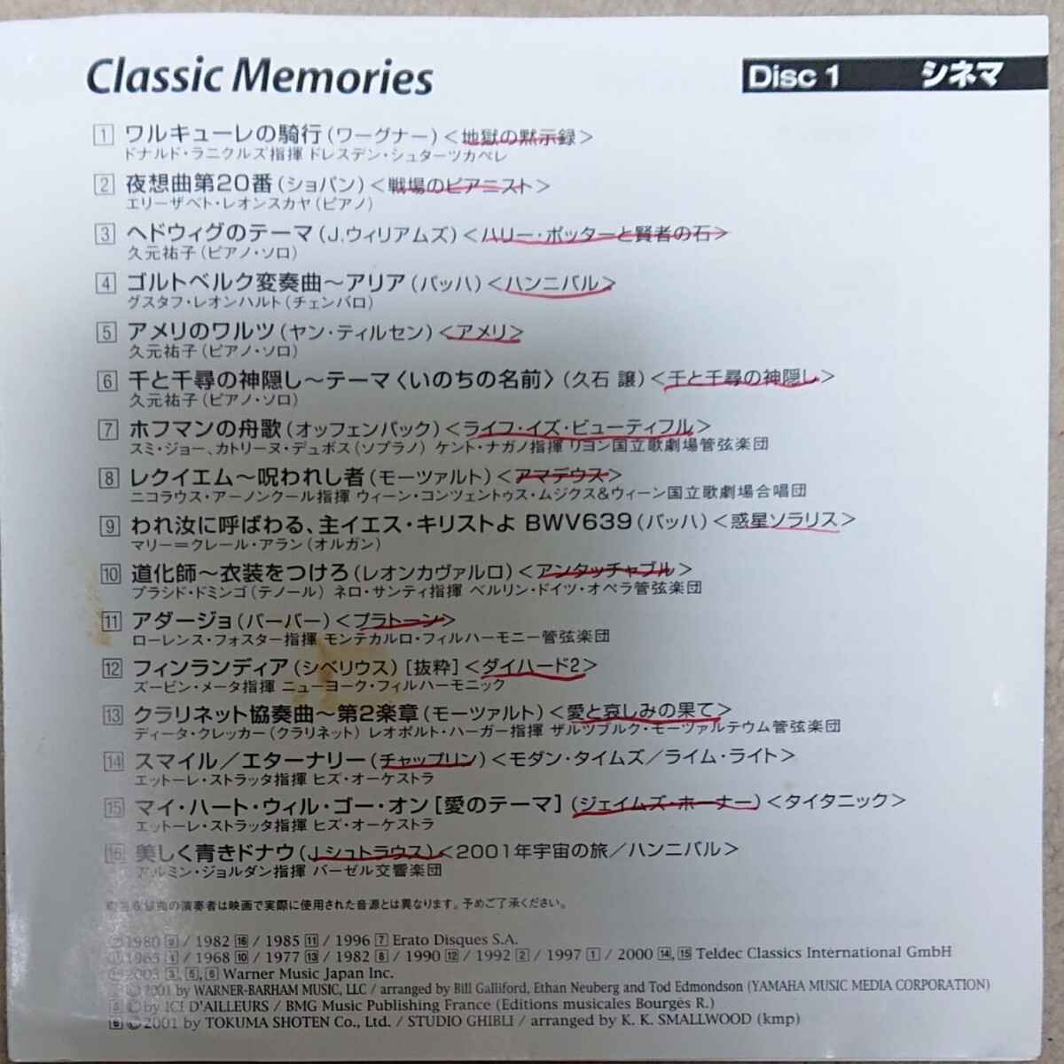 【CD】クラシック・メモリーズ 《5枚組/国内盤》Classic Memoriesの画像6