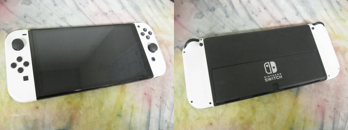 1円～ ニンテンドースイッチ/Nintendo switch 有機ELモデル 本体 セット ホワイト/白 初期化/動作確認済み 箱付きの画像3