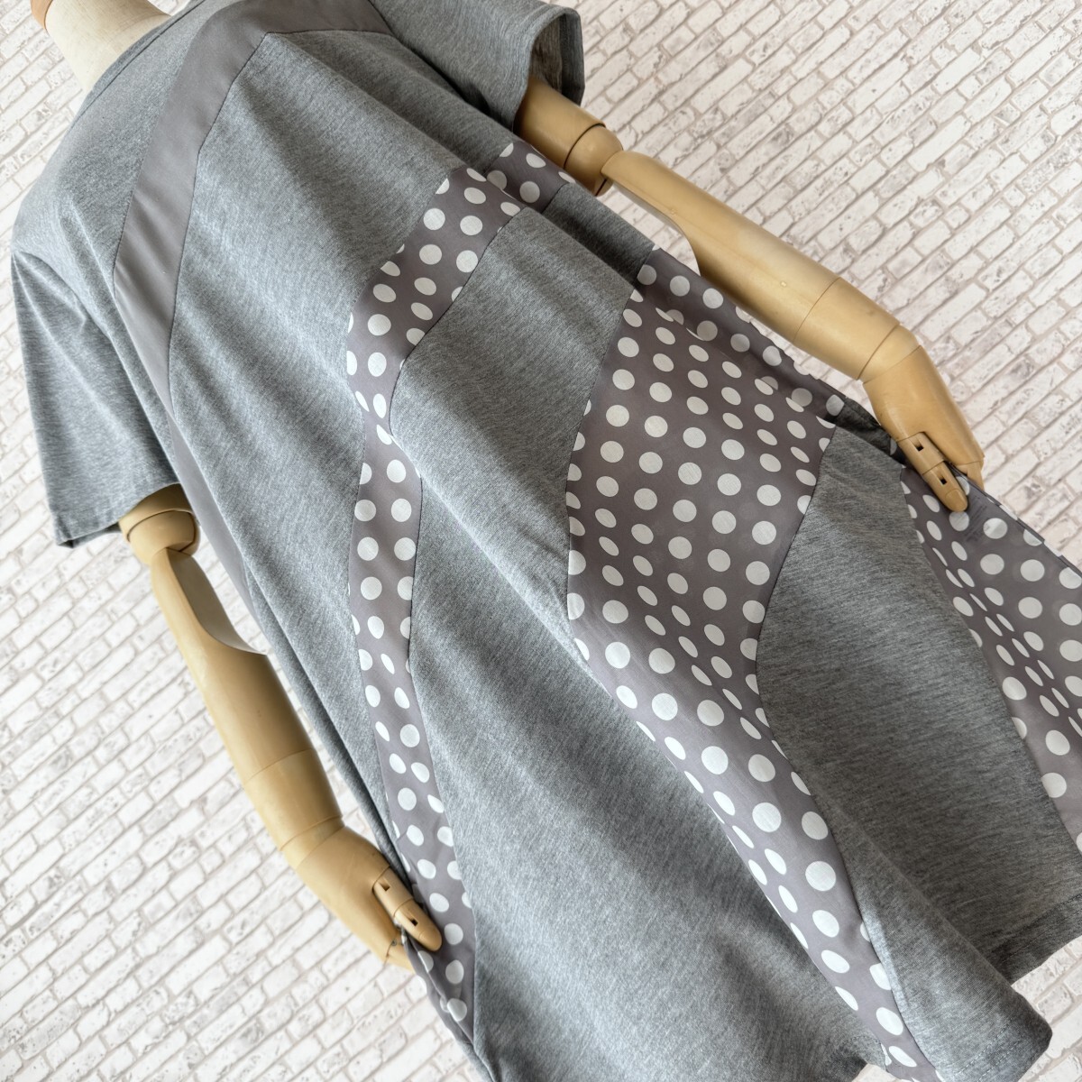 * postage 185 jpy * new goods M~L* stylishly rough . style * adult pretty dot accent * piling put on also * tunic One-piece *18090 gray * Mrs. 