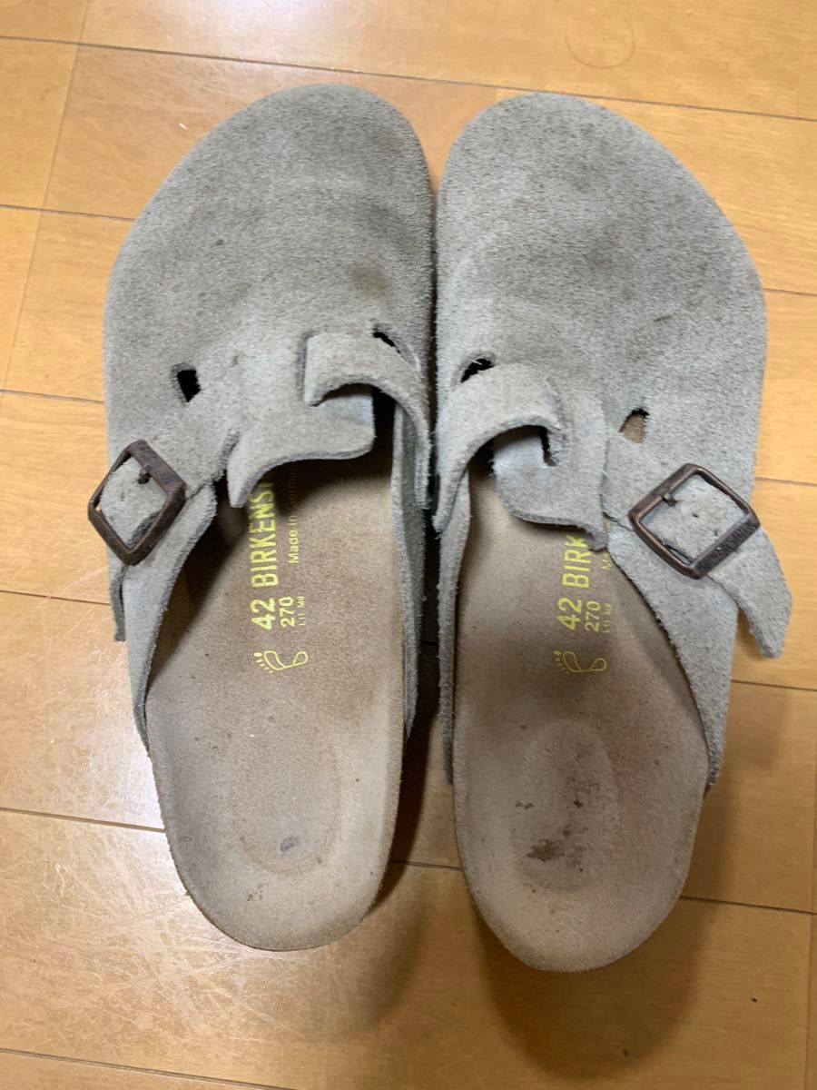 中古 ビルケンシュトック ボストン トープ スエード　27cm BIRKENSTOCK BOSTON TAUPE ビルケン