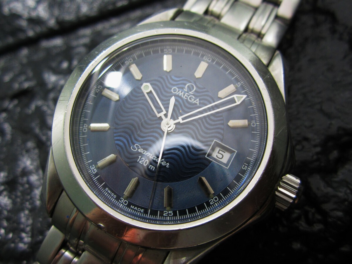 ガラス無傷 オメガ シーマスター デイト メンズ オメガ純正ブレス OMEGA Seamaster 腕時計の画像1
