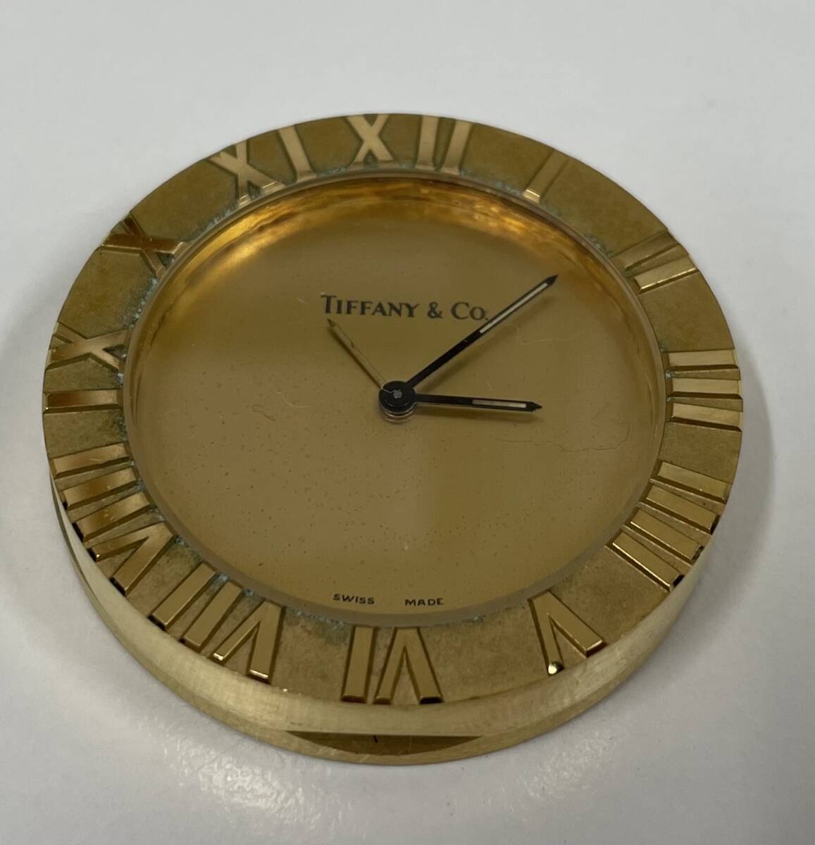 Tiffany ＆ Co. ティファニー 置時計 Atlas ビンテージ 金色 インテリア ミニ 時計 保管品 注目 ９９円スタートの画像2