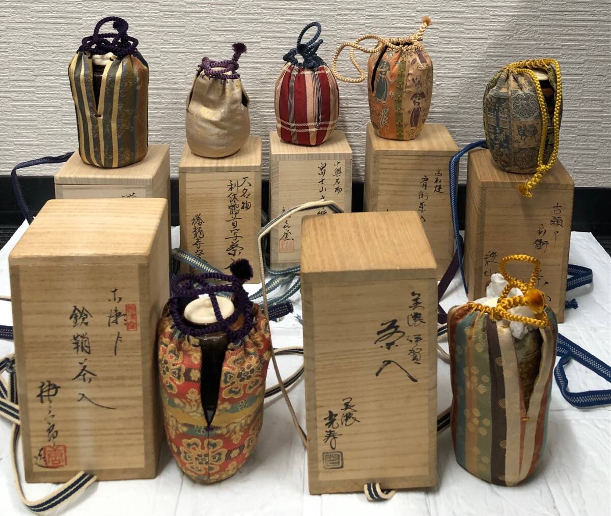 中古保管品 茶道具 茶道 茶入れ 茶筒 仕覆付 陶器 ７点おまとめ！！ 各種 有名作家 有名作品の画像1