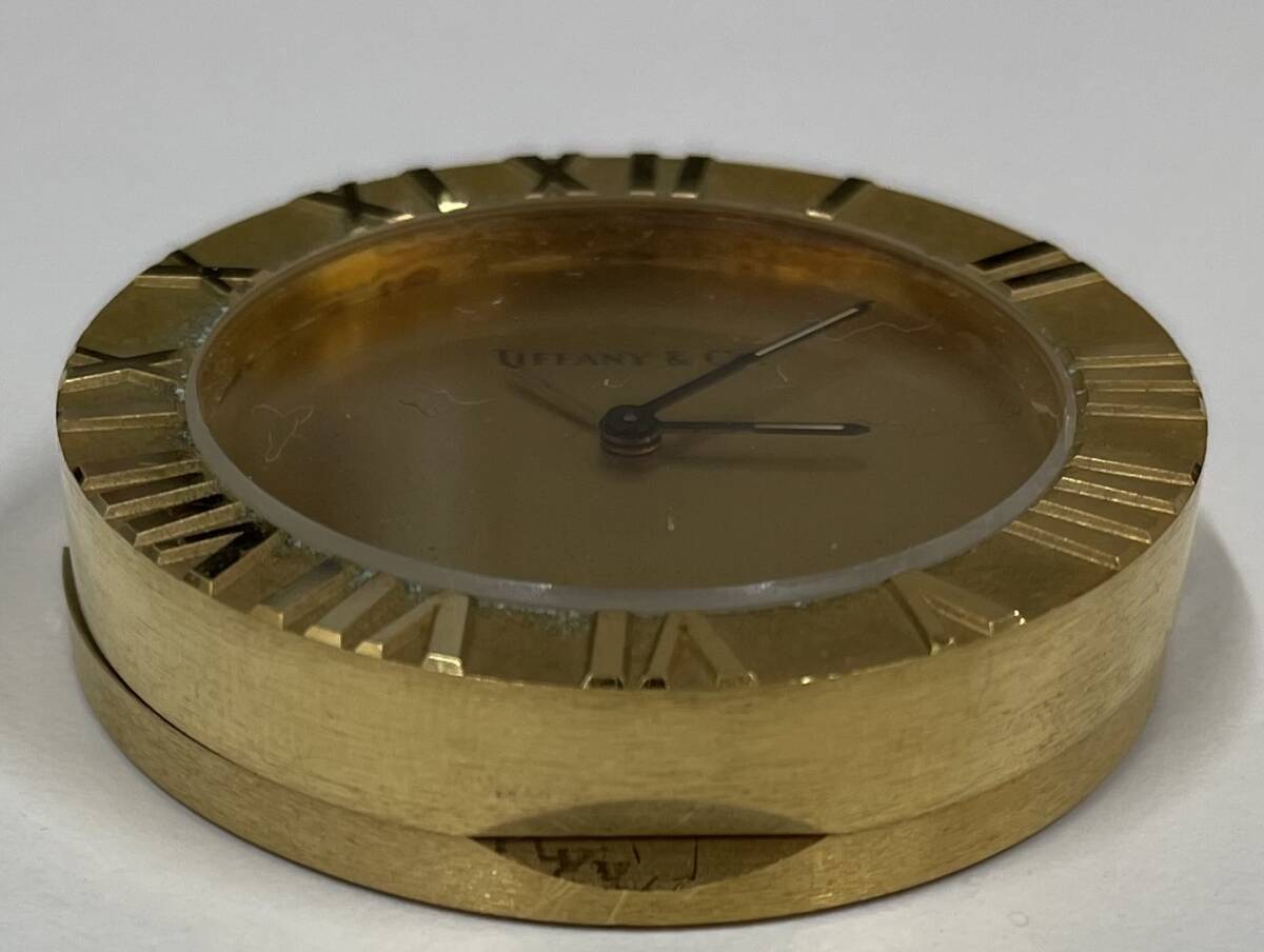 Tiffany ＆ Co. ティファニー 置時計 Atlas ビンテージ 金色 インテリア ミニ 時計 保管品 注目 ９９円スタートの画像3