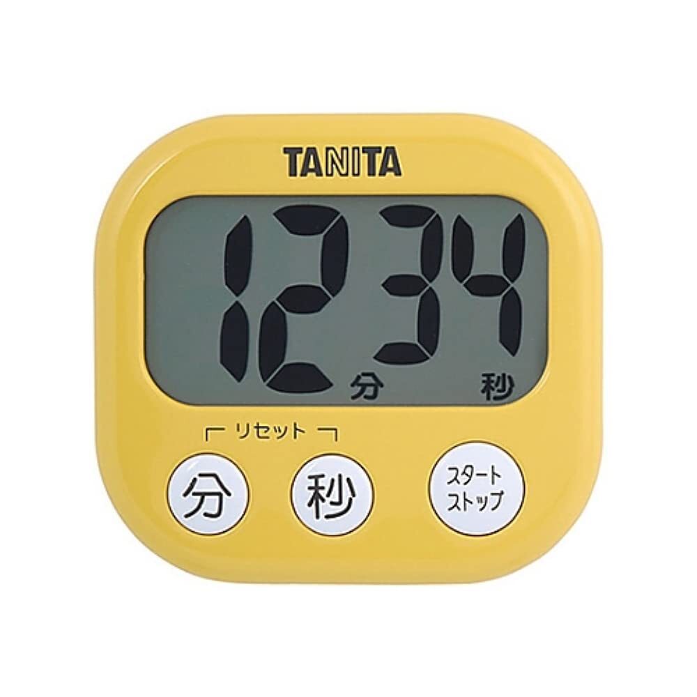 タニタ キッチン タイマー マグネット付き 大画面 100分 イエロー TD-384 MY でか見えタイマー_画像1