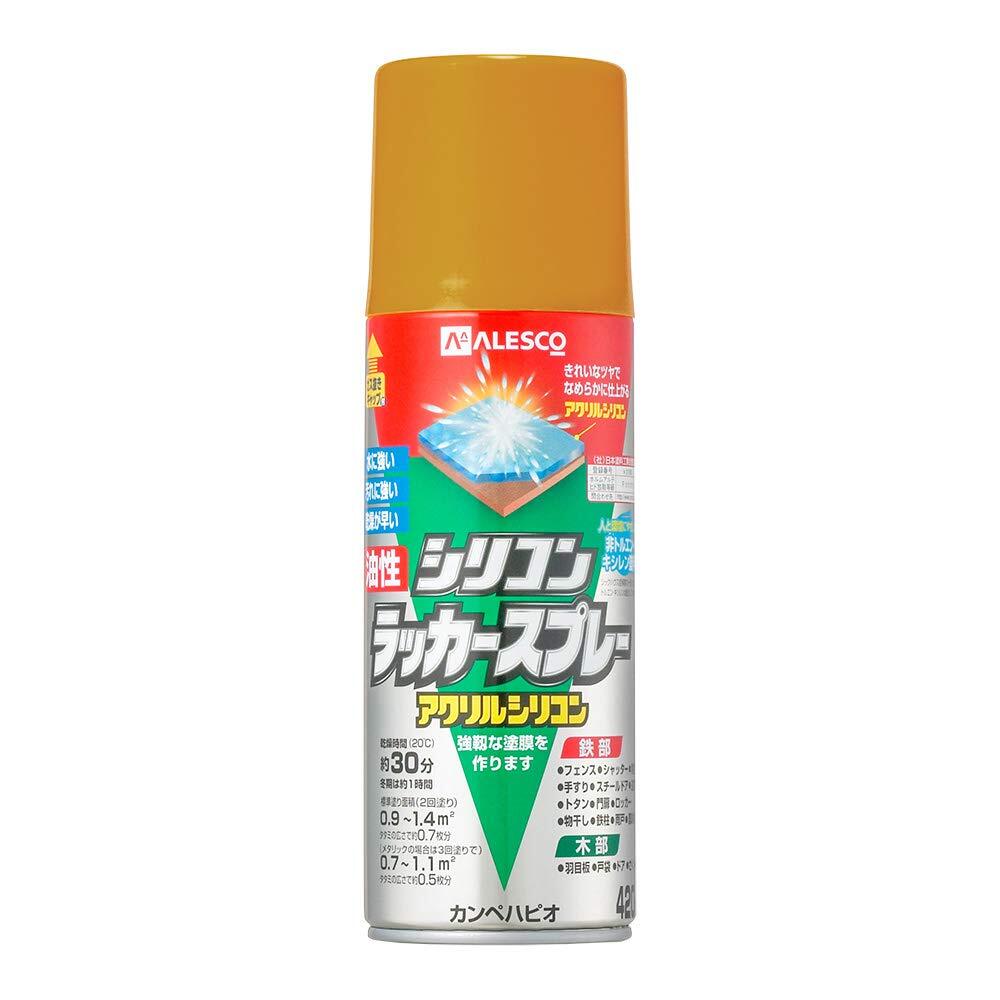 カンペハピオ 塗料 油性 つやあり・つやけし(ラッカー系) ゴールドメタリック 420ML 日本製 油性シリコンラッカー 0058764435_画像1