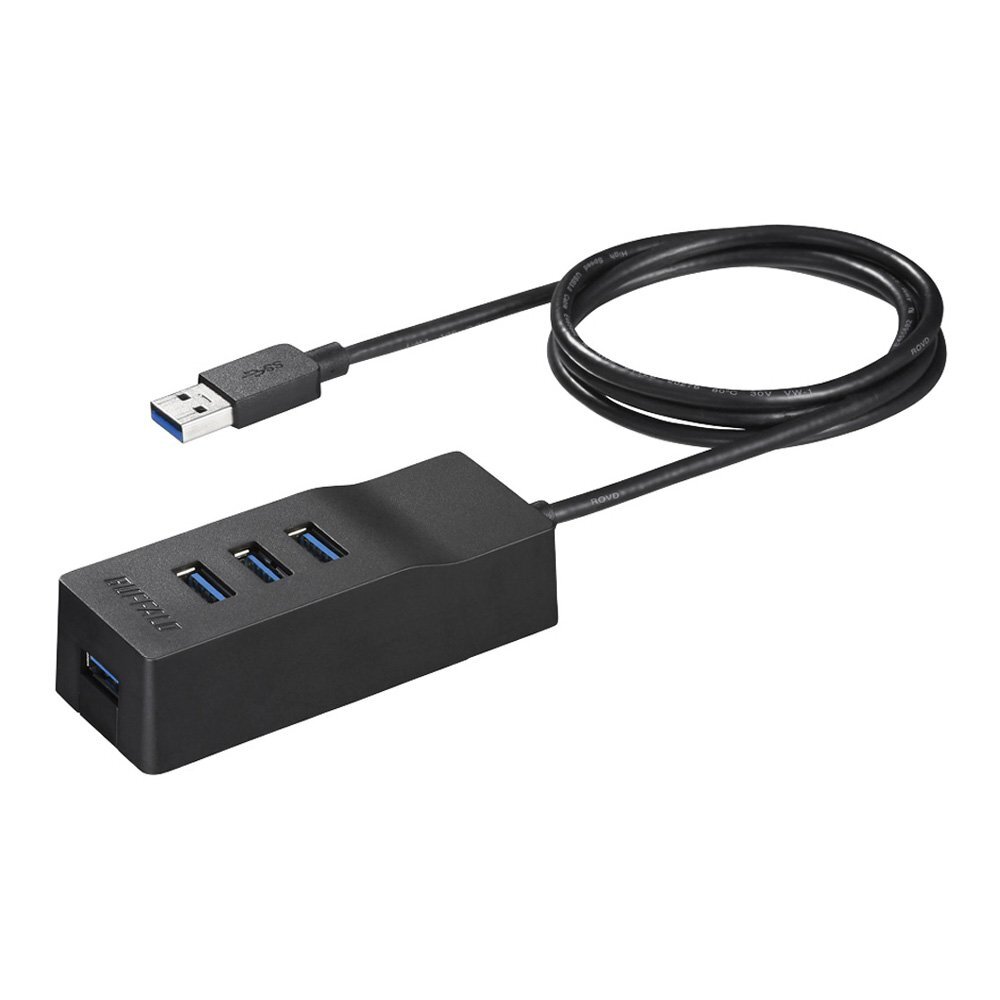 BUFFALO USB3.0 セルフパワー 4ポートハブ ブラック 外付けHDDに最適 上挿しモデル マグネット付き BSH4A315U3BK_画像1
