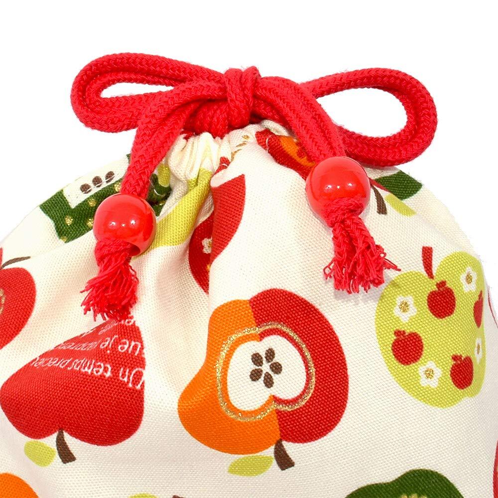 COLORFUL CANDY STYLE 給食袋 女の子 巾着袋 中 小学生 おしゃれ かわいい 子供 おしゃれリンゴのひみつ(アイボリー) N_画像3