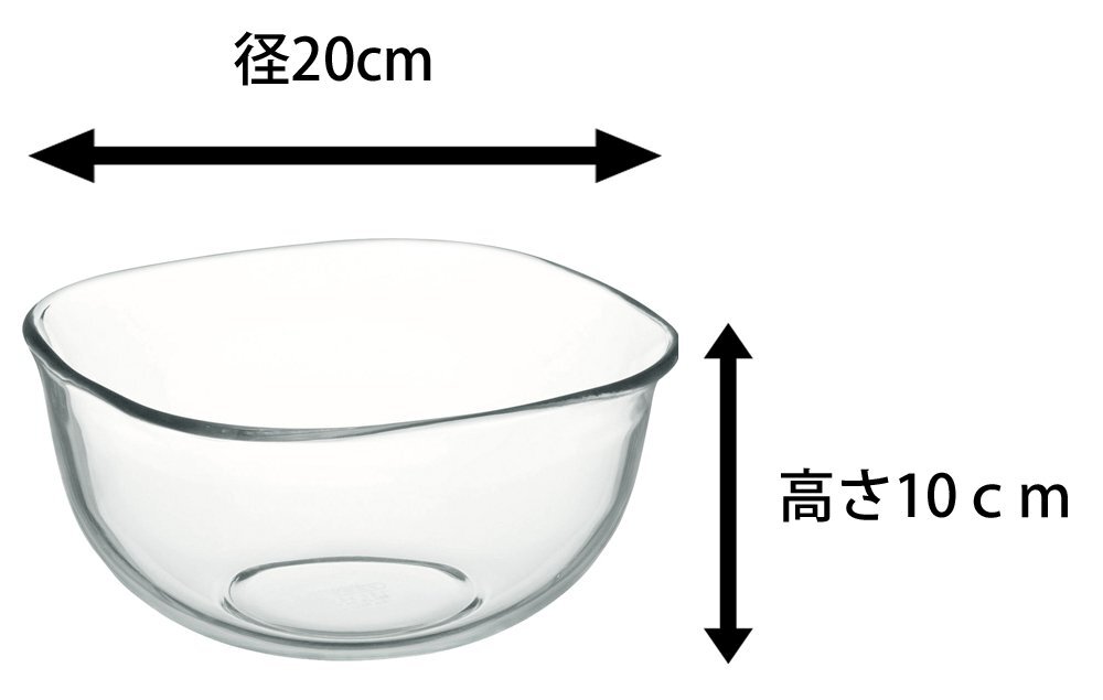 iwaki(イワキ) 耐熱ガラス ボウル 角型 外径20×20cm 2.2L BC334_画像2