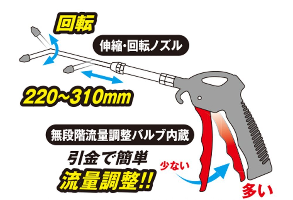 SK11 エアーダスター 軽量 伸縮ノズル 220~310mm SAD-003-T_画像3