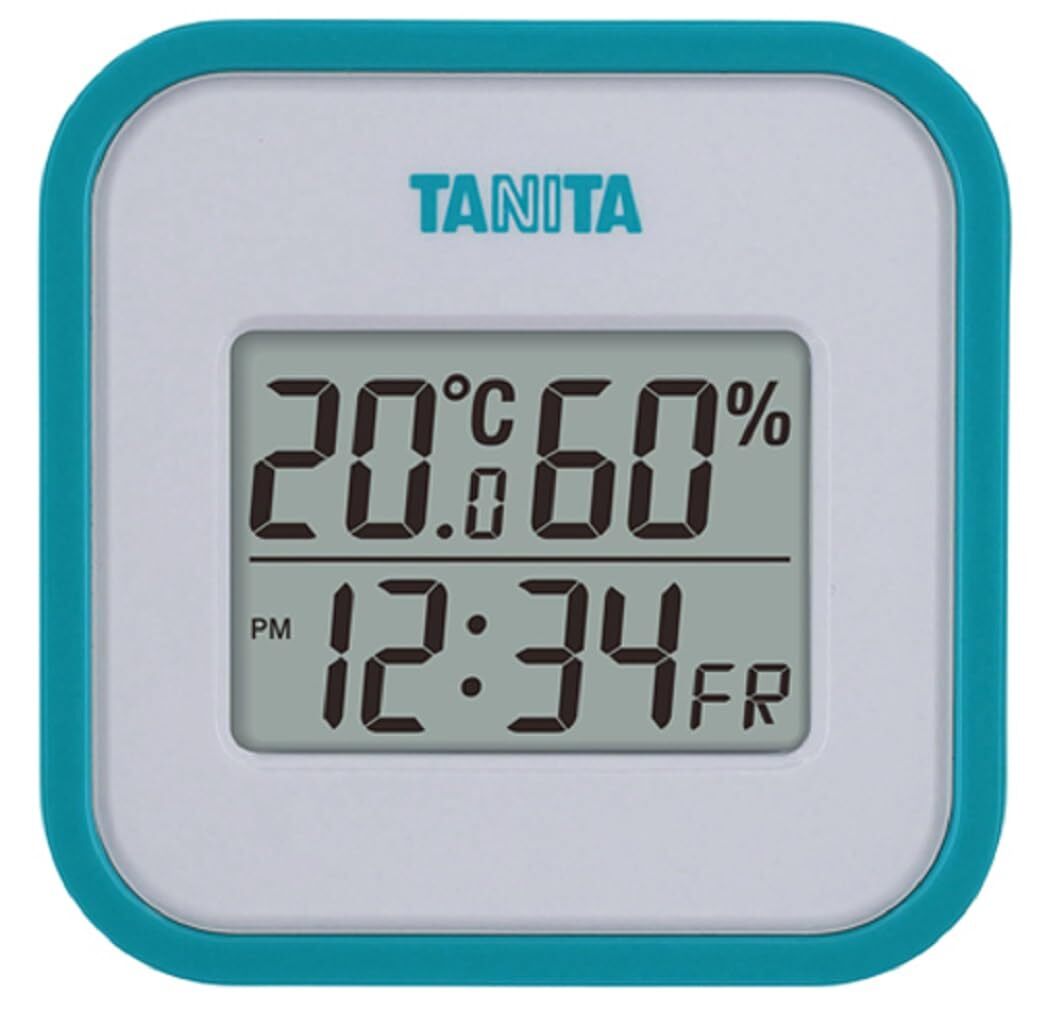 タニタ 温湿度計 時計 カレンダー 温度 湿度 デジタル 壁掛け 卓上 マグネット ブルー TT-558 BL_画像1